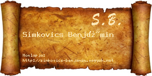 Simkovics Benjámin névjegykártya
